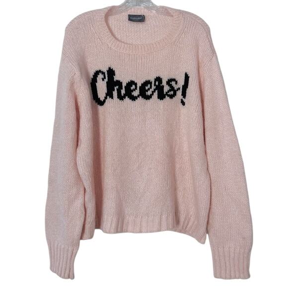 Wooden Ships Cheers! Sweater Women's L/XL Pink Wool Mohair Relaxed Fit New Years - Picture 1 of 4